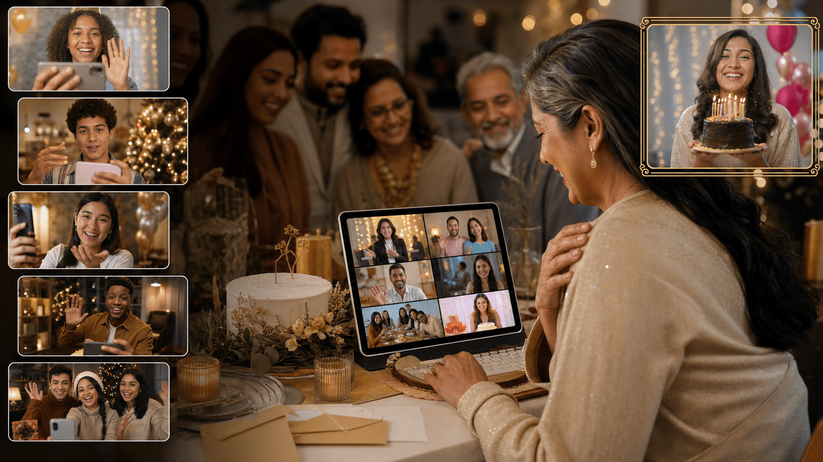 Friends and family sending event RSVP and best wishes videos for a celebration